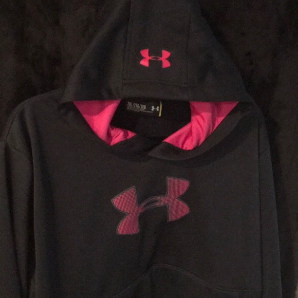 mens black and pink under armour hoodie